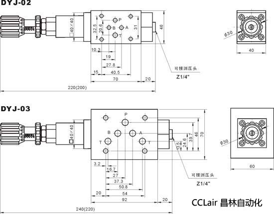 DYJ-03B     DYJ-03A      DYJ-03P     叠加式减压阀 