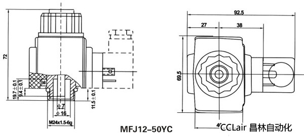 油研型液压阀用电磁铁线圈，MFJ12-YC交流湿式阀用电磁铁,MFZ12-YC直流湿式阀用电磁铁,比例电磁铁