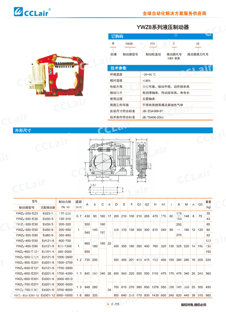 YWZ8系列液壓制動器