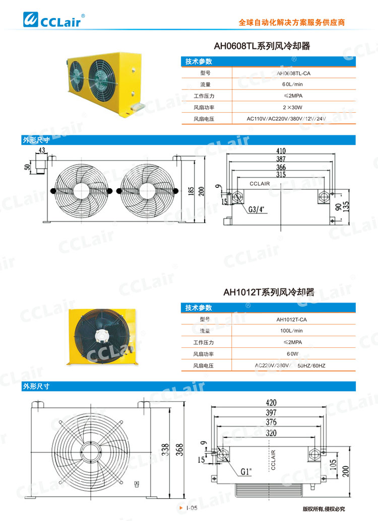 AH0608TL系列风冷却器 AH1012T系列风冷却器