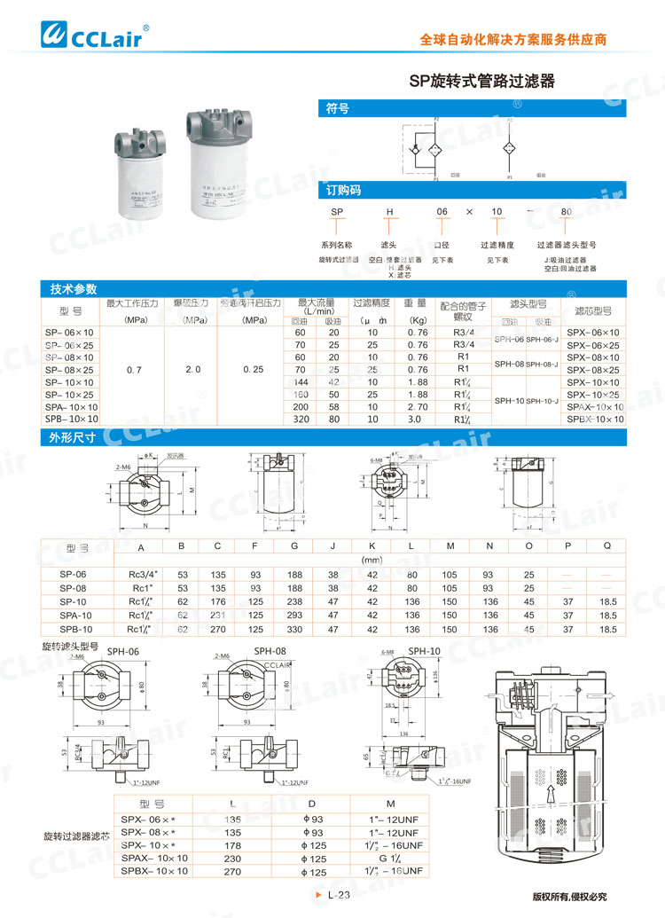 SP旋轉(zhuǎn)式管路過濾器