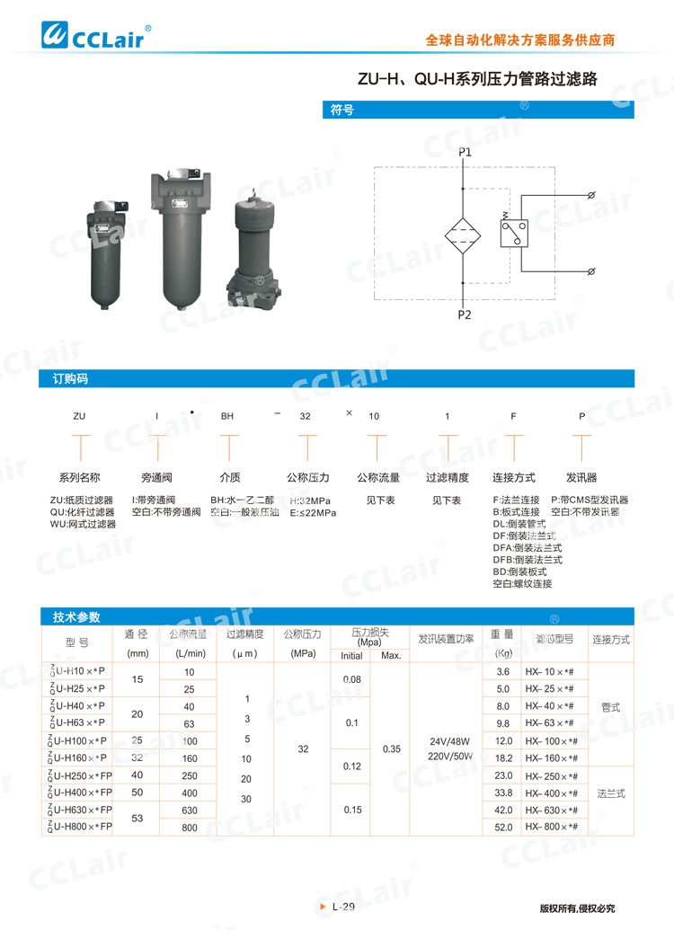 ZU-H、QU-H系列壓力管路過(guò)濾器-1