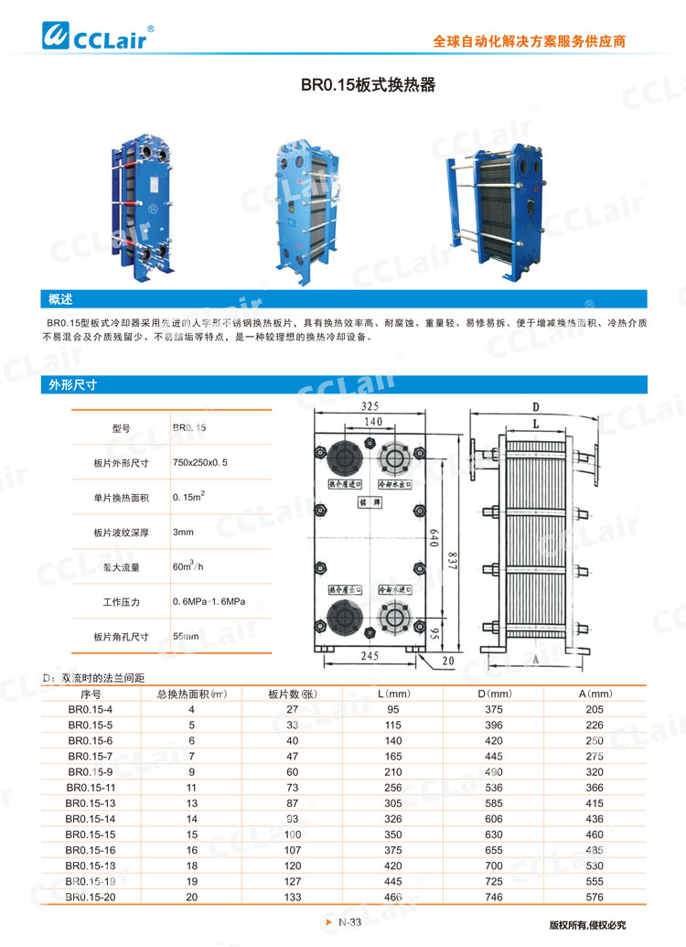 BR0 15板式換熱器